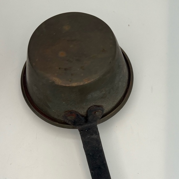 Set of 3 Antique Brass Copper Fireplace Pots with Long Iron Handle Dipper Scoop - Picture 6 of 17